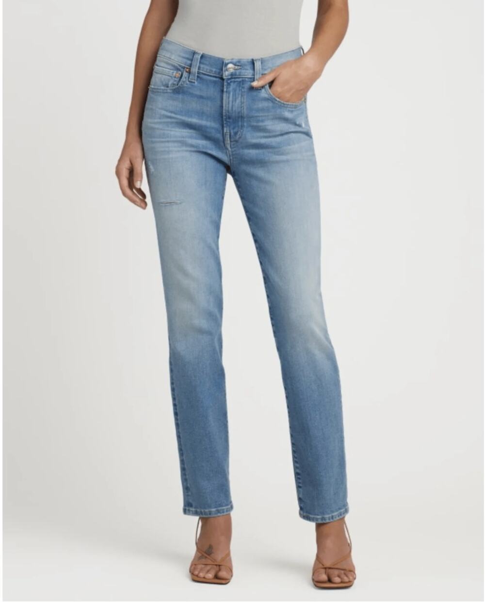 EDWIN NWT Bree Mid-Rise Slim Straight Regular Hem Denim Jean in Reverie // 29